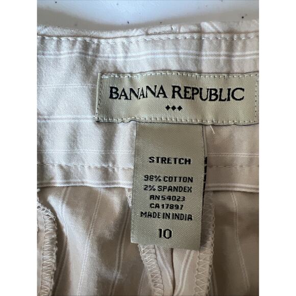 Banana Republic Stretch Size 10 Pin Striped Straight Capris Capri Pants Beige - Picture 6 of 7